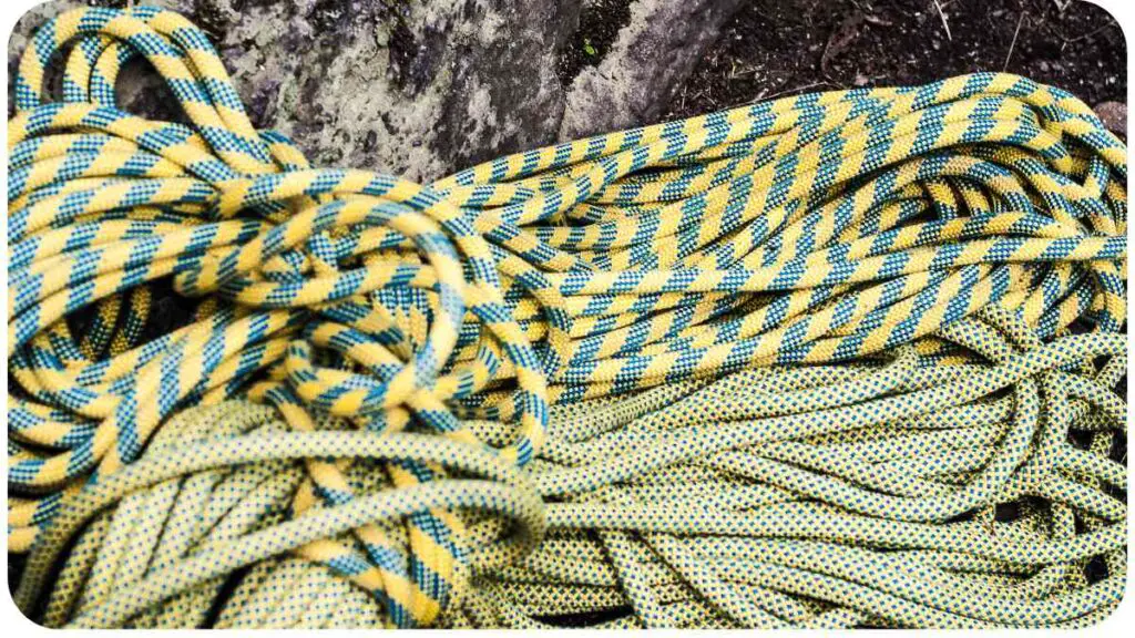 yellow and green climbing ropes on the ground